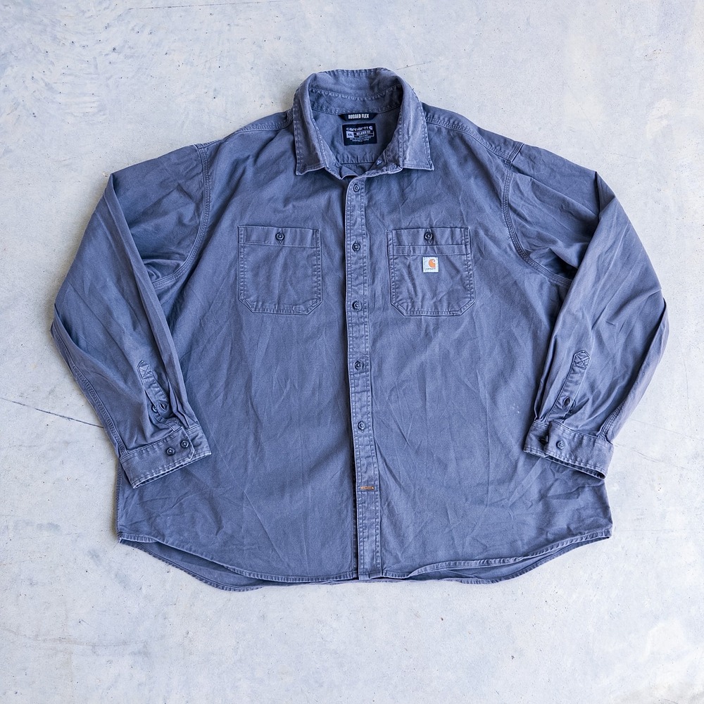Carhartt Rugged Flex Shirt Mens 4XL Gray Relaxed Fit Long Sleeve Workwear 103554
